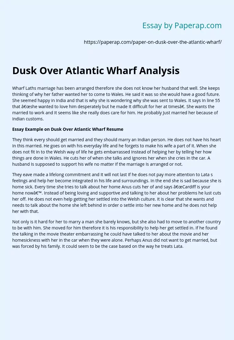 Dusk Over Atlantic Wharf Analysis