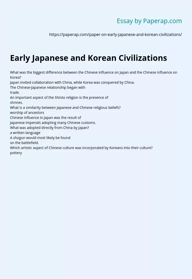 Early Japanese and Korean Civilizations