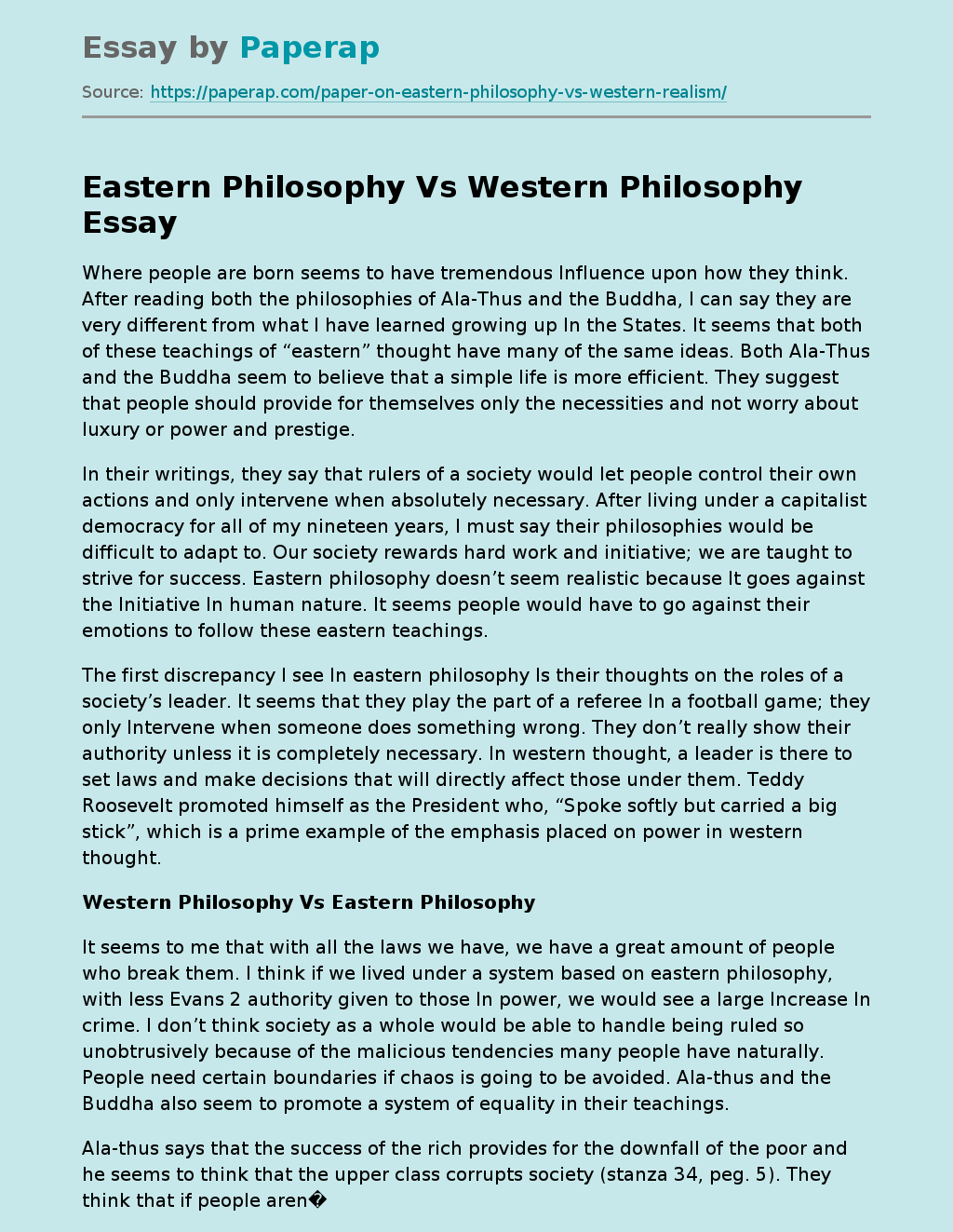 Eastern Philosophy Vs Western Philosophy