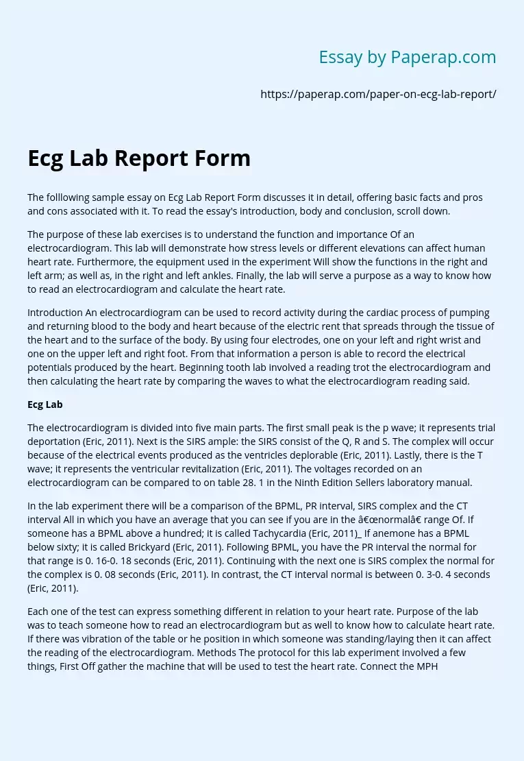 Ecg Lab Report Form