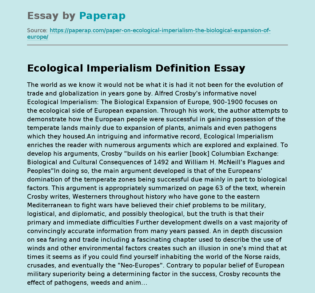 Ecological Imperialism Definition