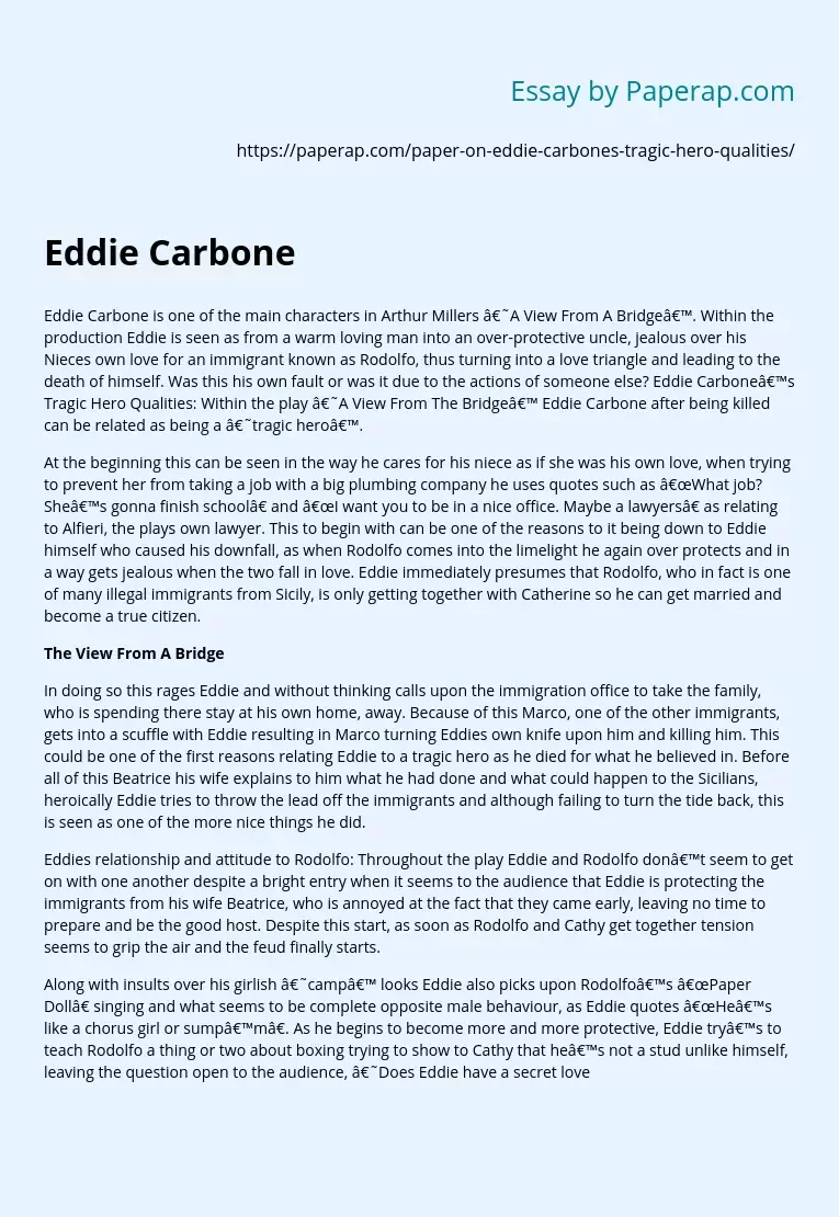 Eddie Carbone's Transformation