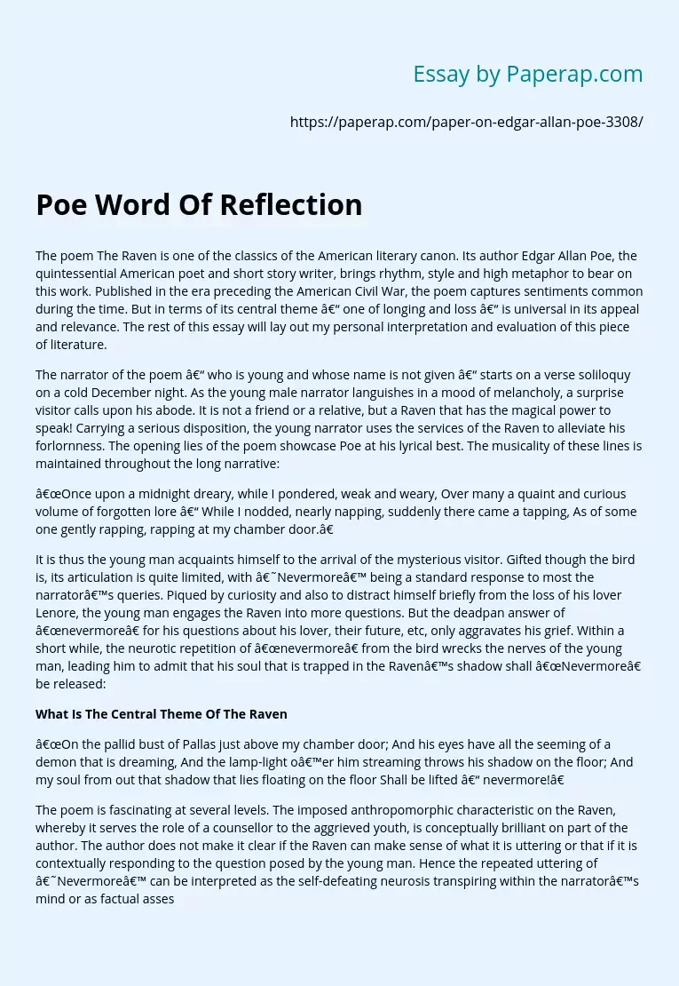 Poe Word Of Reflection