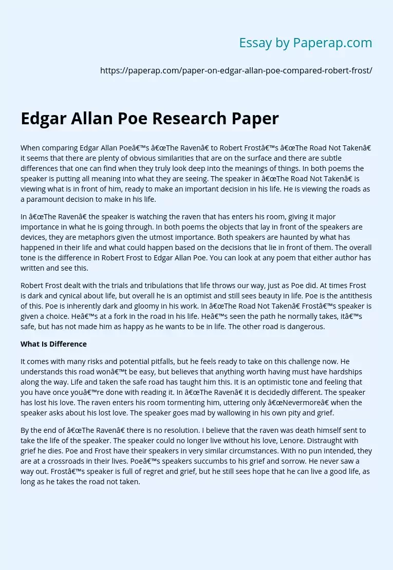 Edgar Allan Poe Research Paper