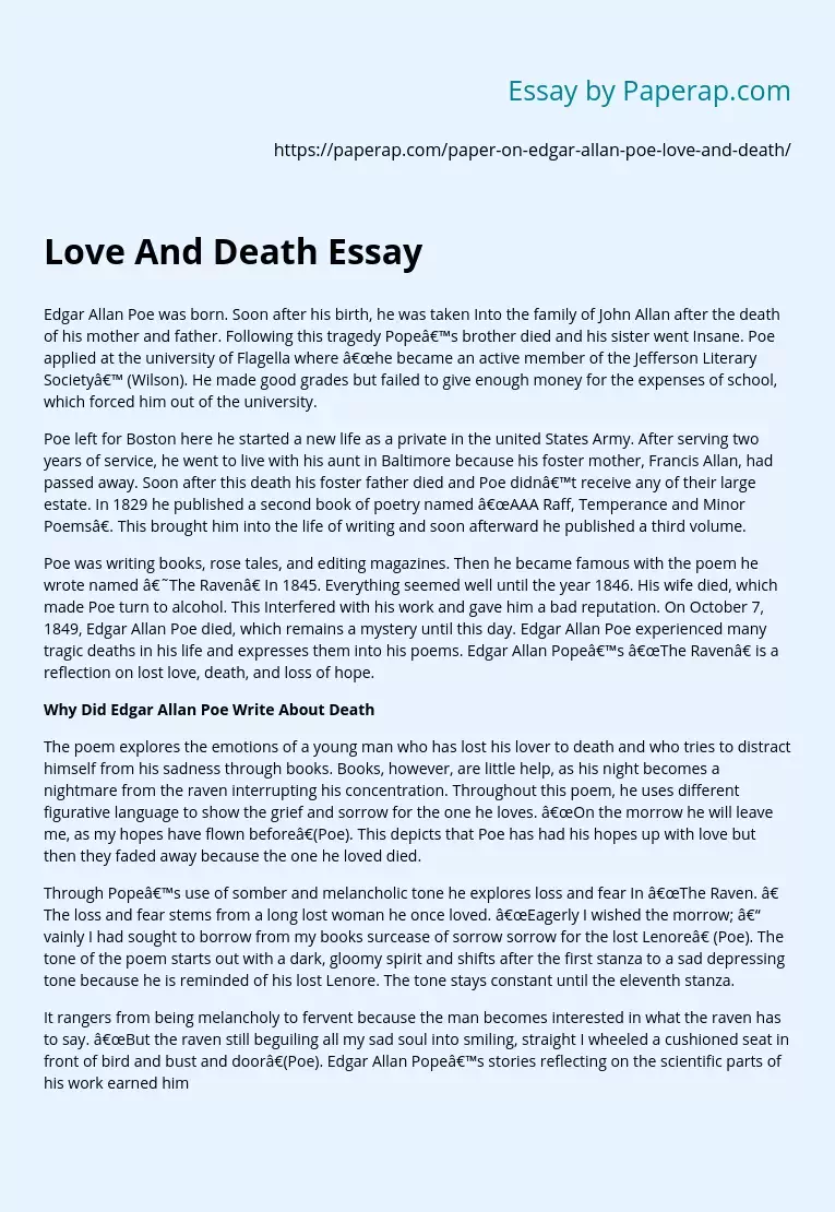 Edgar Allan Poe on Love And Death