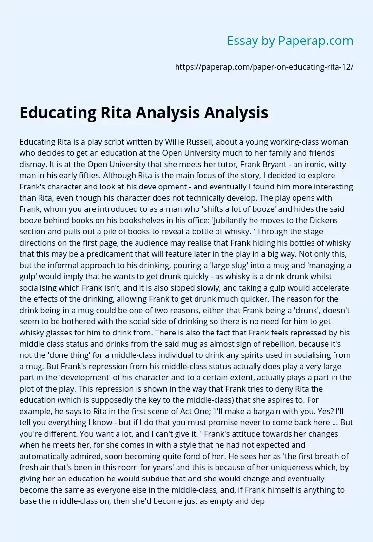 Educating Rita Analysis Analysis