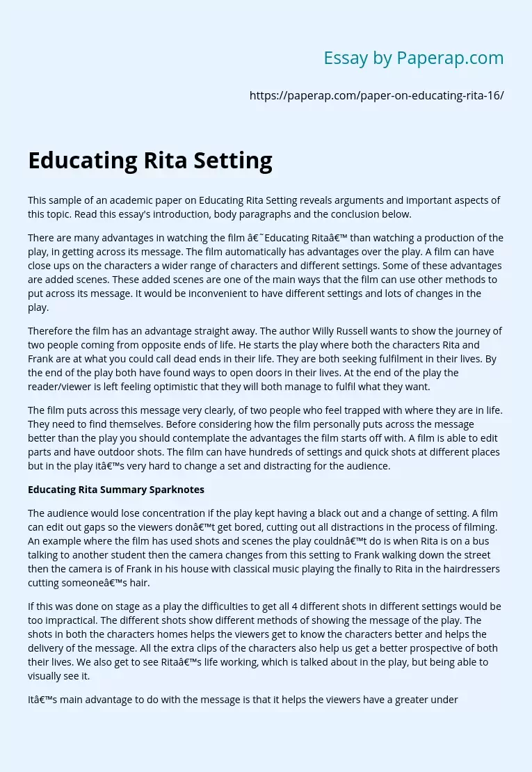 Educating Rita Setting