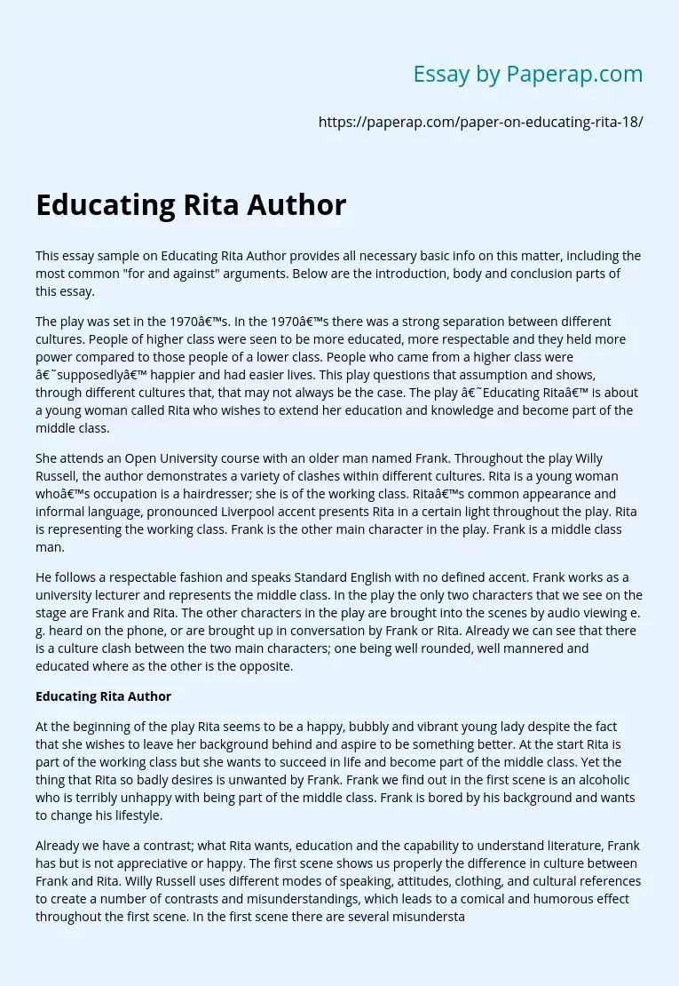 Educating Rita Author