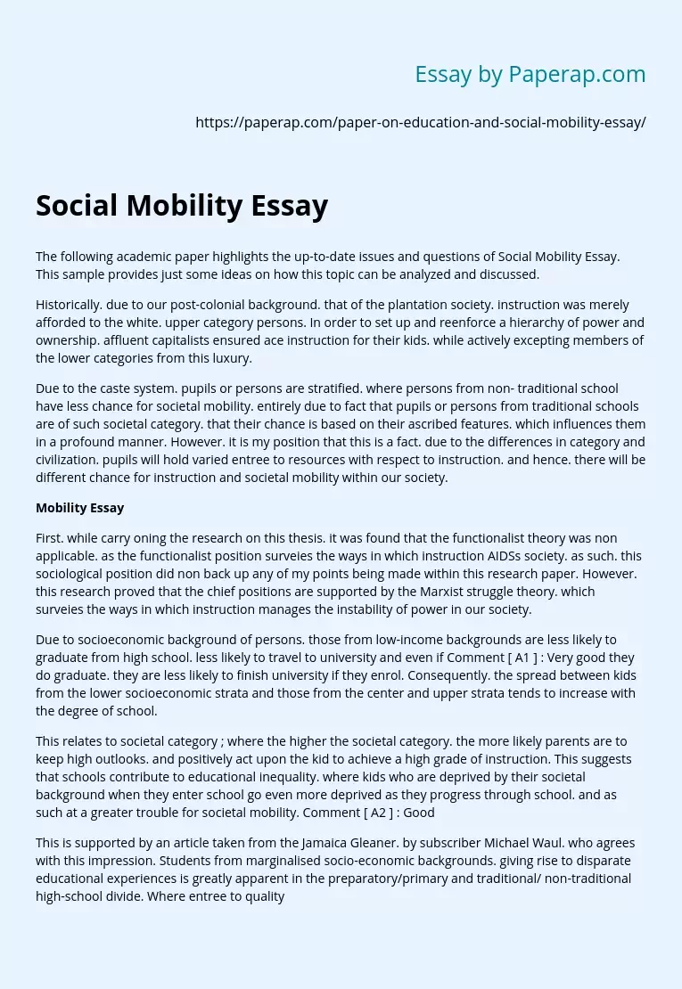Social Mobility Essay