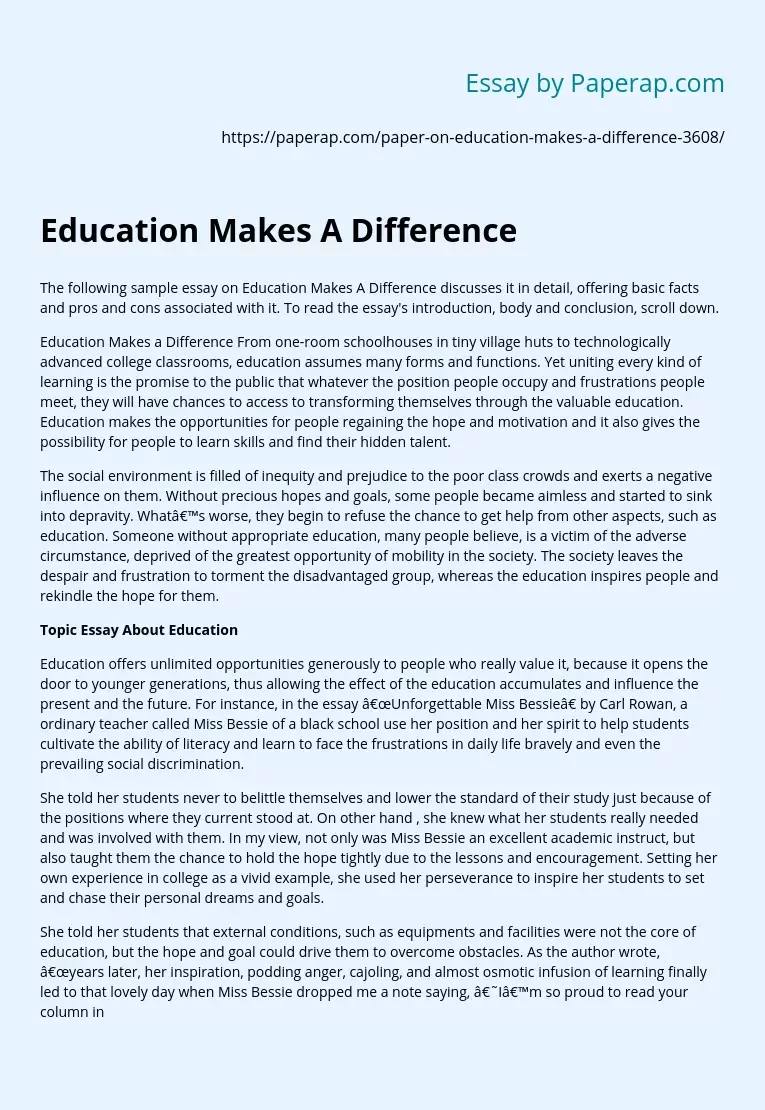 Education Makes A Difference