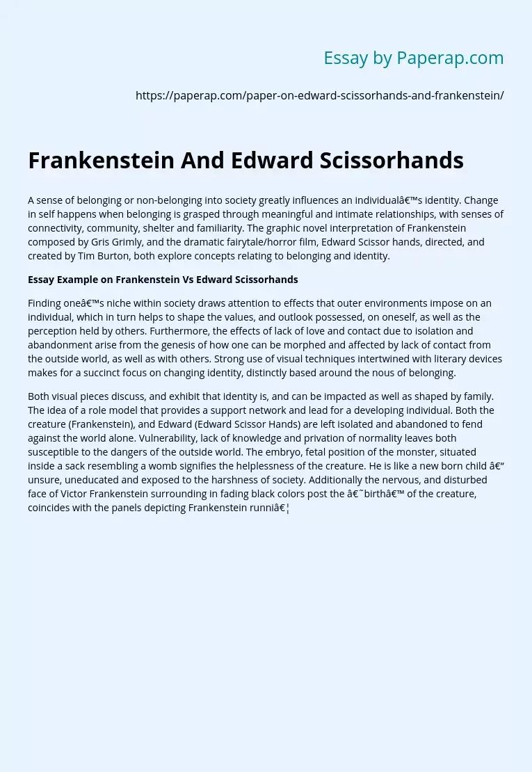 Frankenstein And Edward Scissorhands