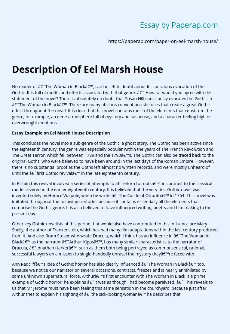 Eel Marsh House Description