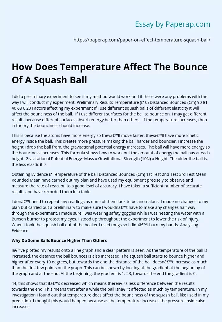 How Does Temperature Affect The Bounce Of A Squash Ball