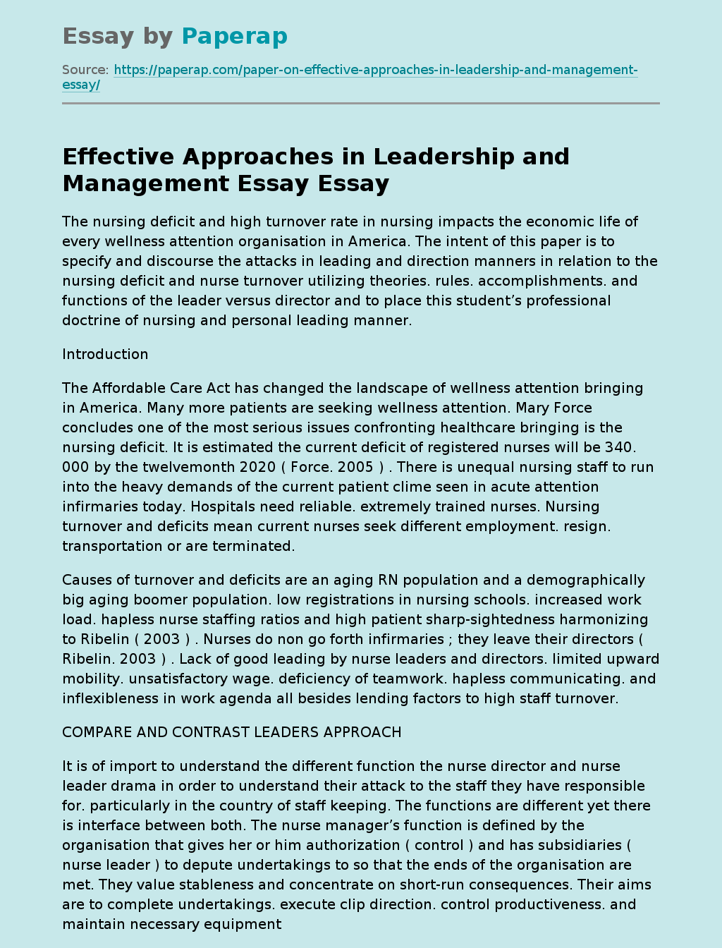 Effective Approaches in Leadership and Management