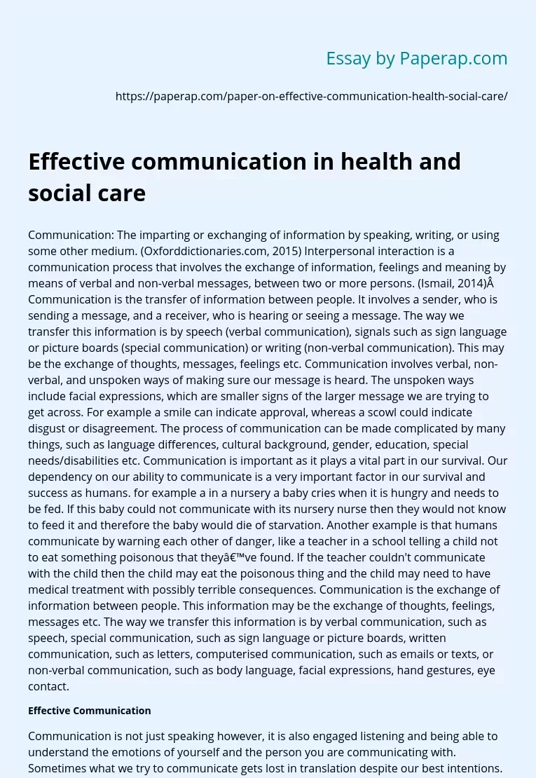 Effective communication in health and social care