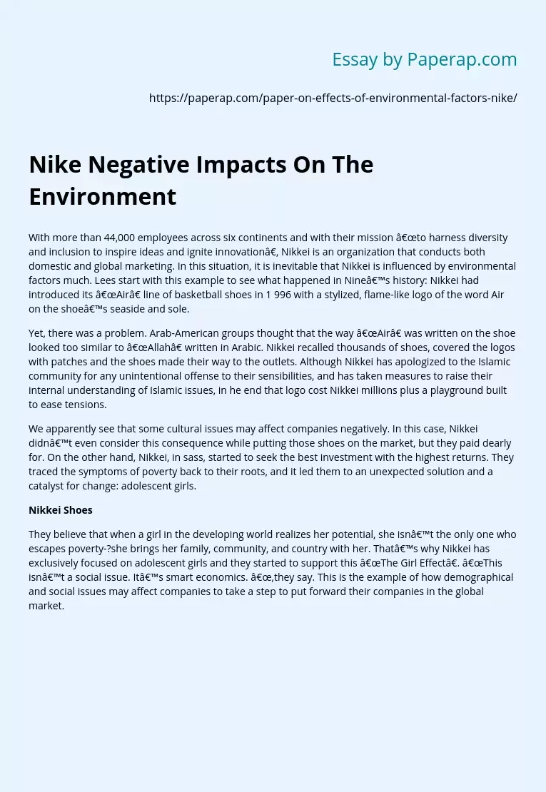 Nike Negative Impacts On The Environment