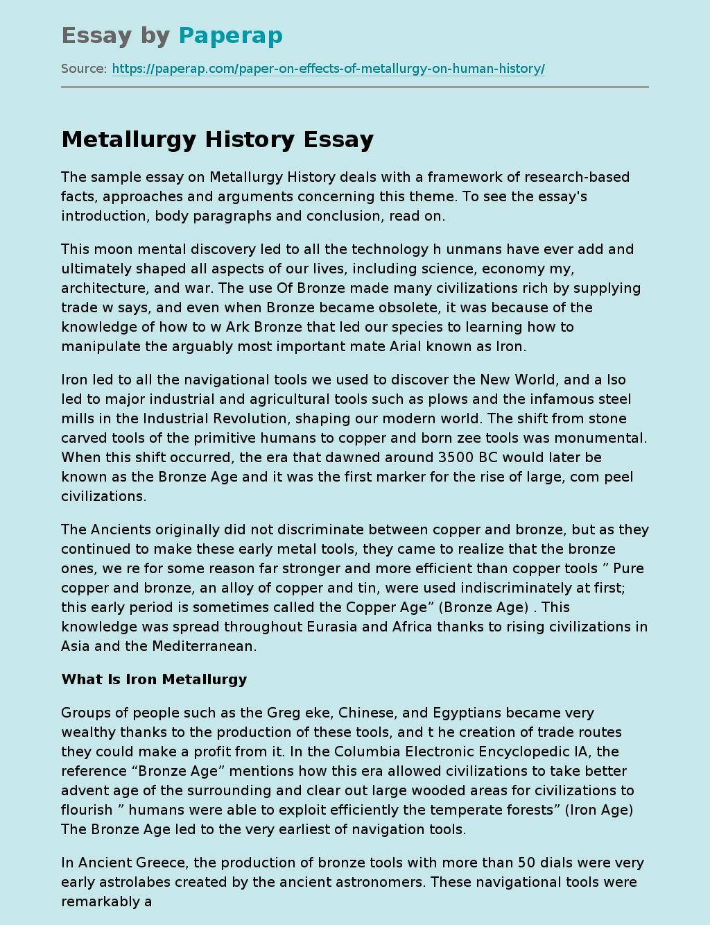 Metallurgy History