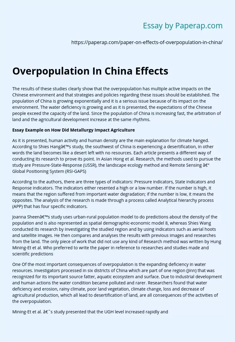 Overpopulation In China Effects