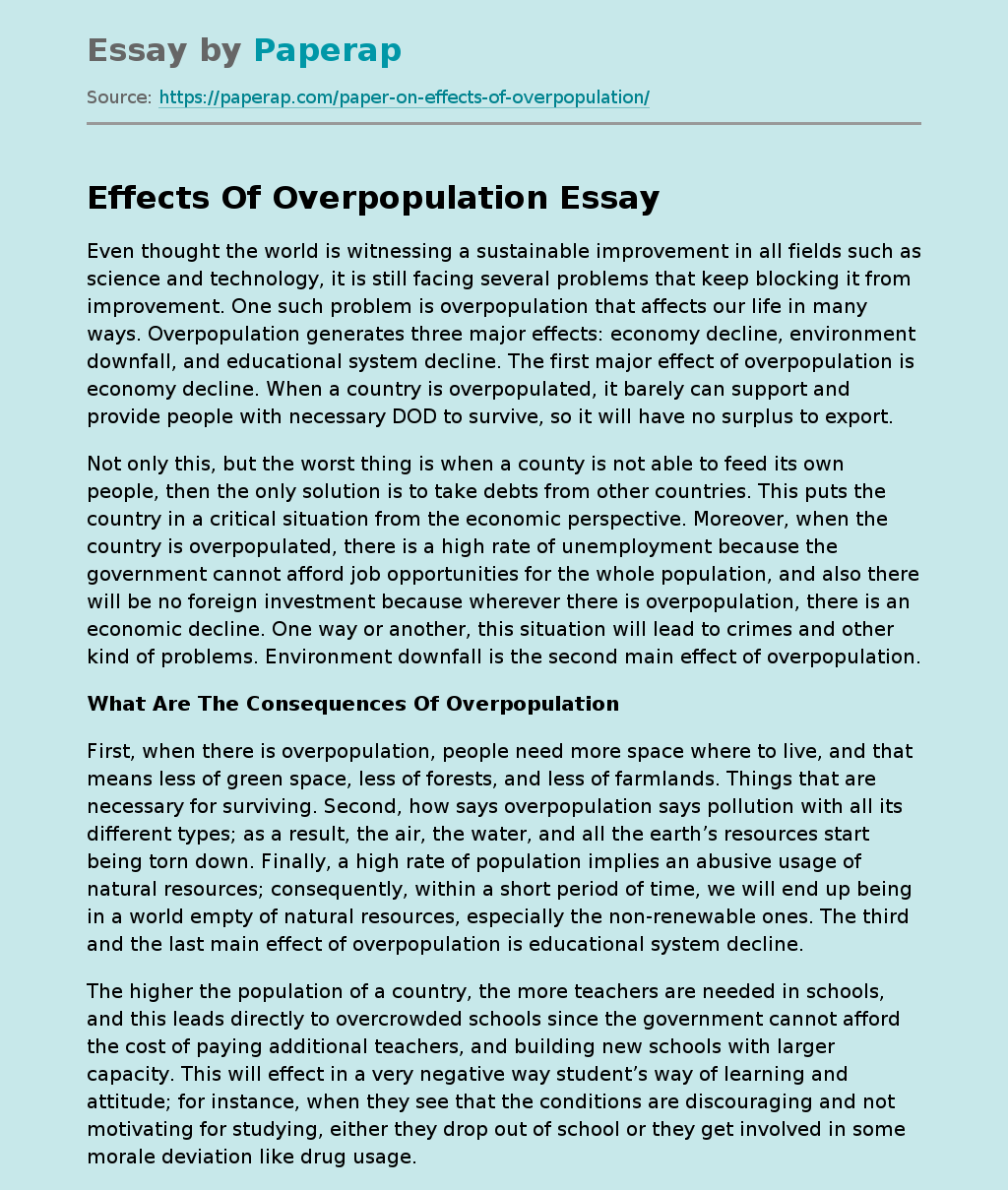 Effects Of Overpopulation