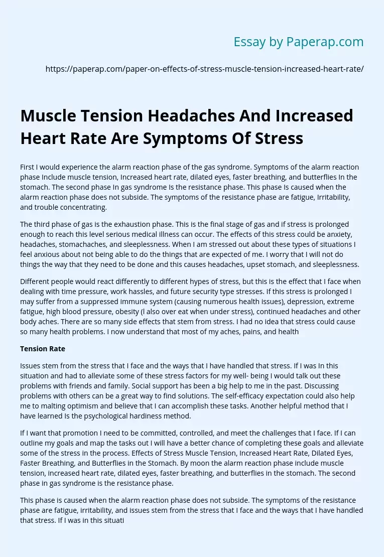 Muscle Tension Headaches And Increased Heart Rate Are Symptoms Of Stress
