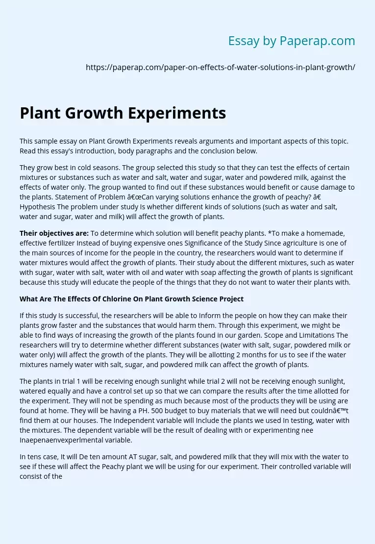 Plant Growth Experiments