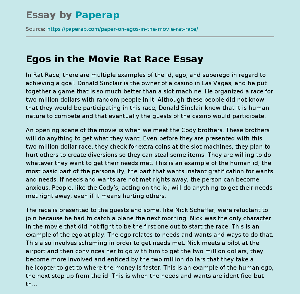 Egos in the Movie Rat Race