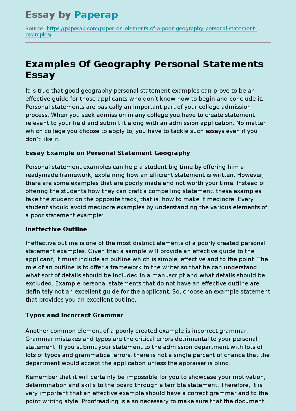 Examples Of Geography Personal Statements