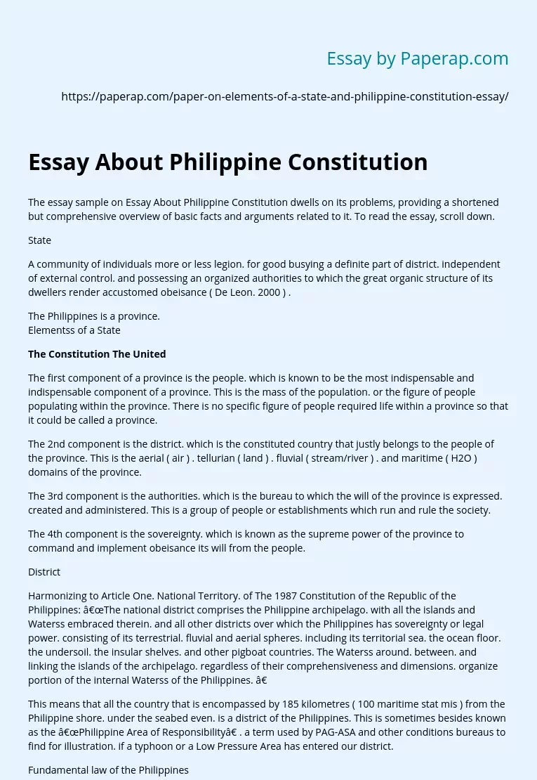 Essay About Philippine Constitution