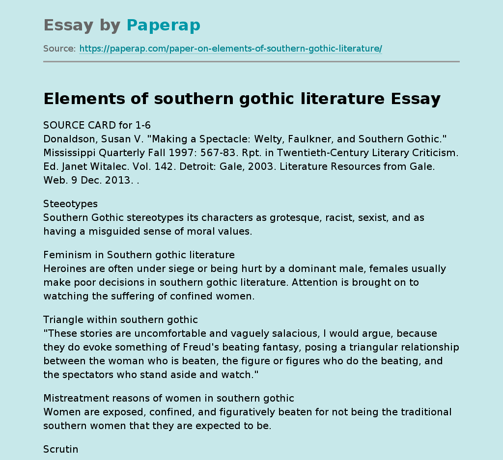 southern gothic literature essay topics