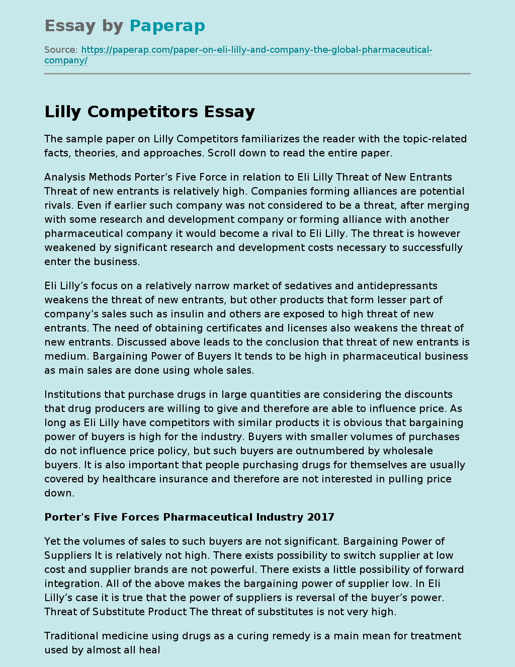 Lilly Competitors