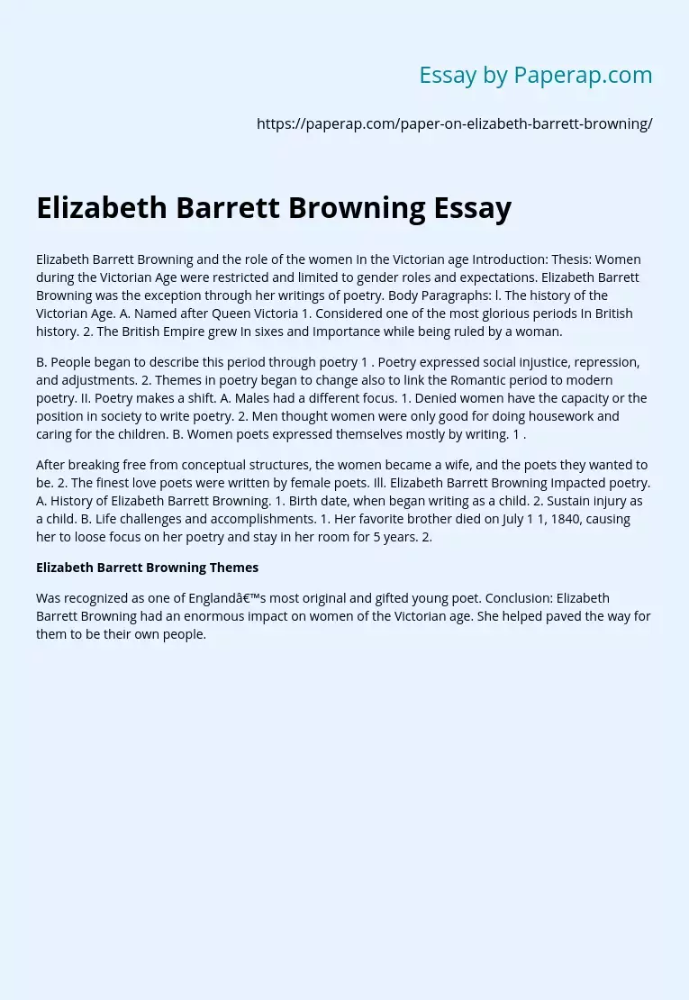 Elizabeth Barrett Browning Essay