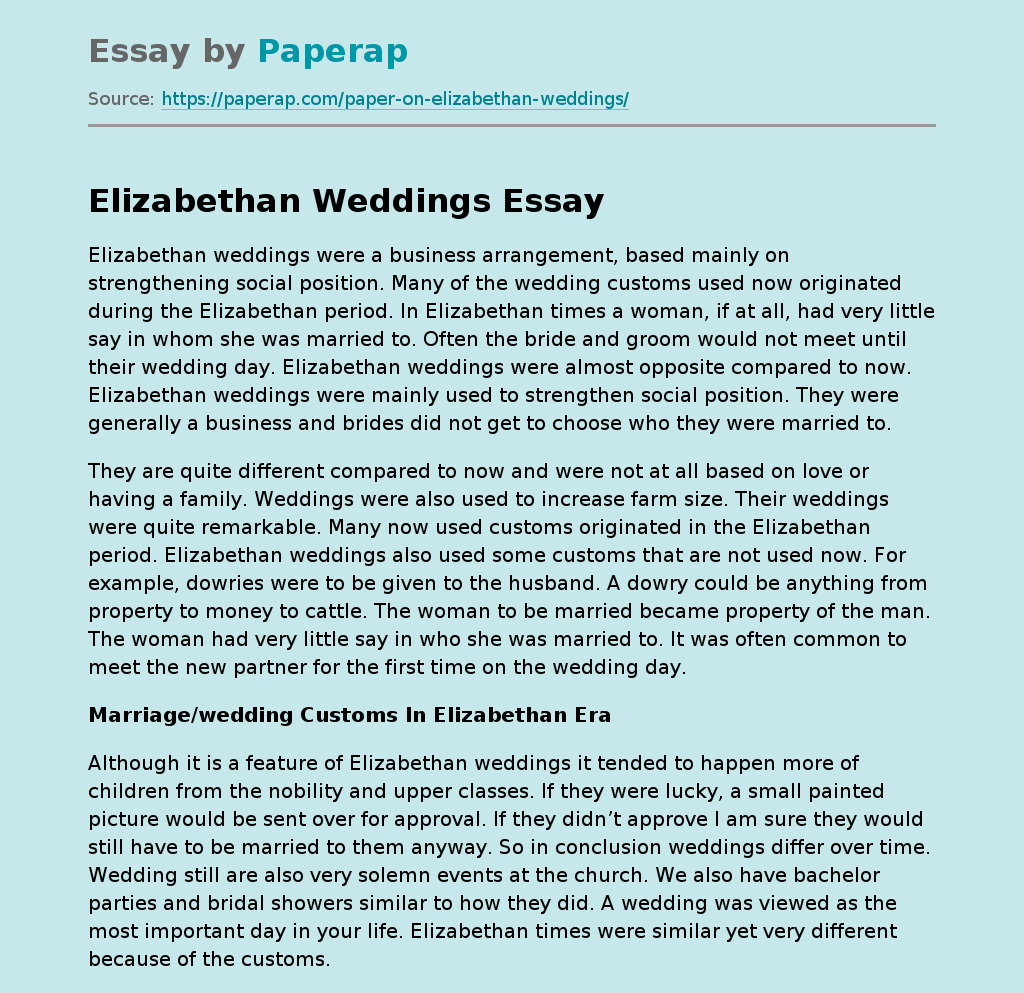 Elizabethan Weddings
