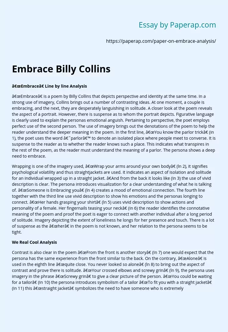Embrace by Billy Collins Poem Analysis