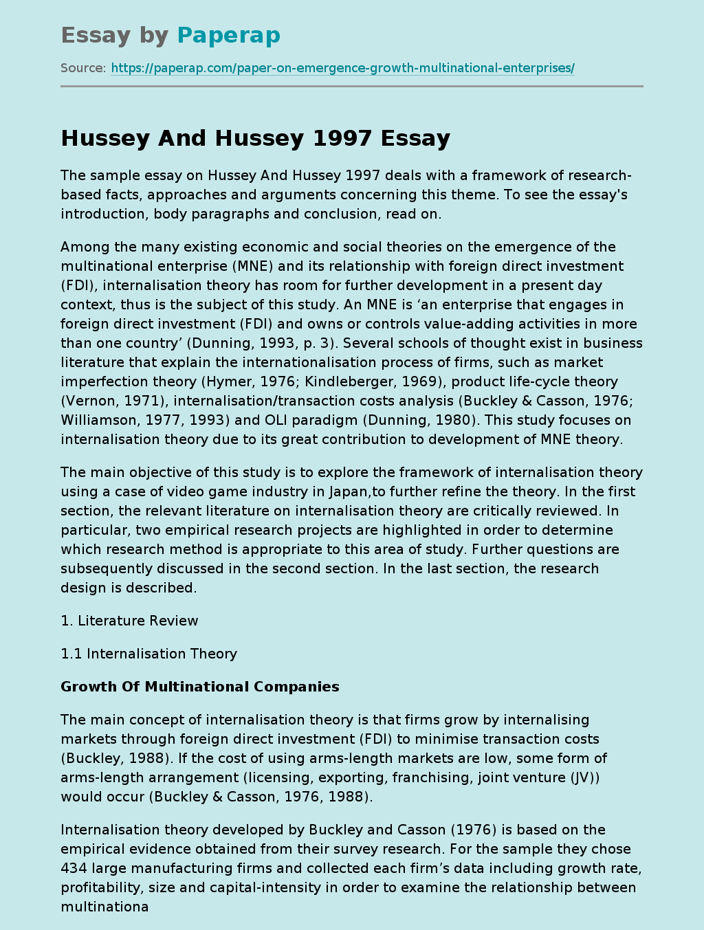 Hussey And Hussey 1997