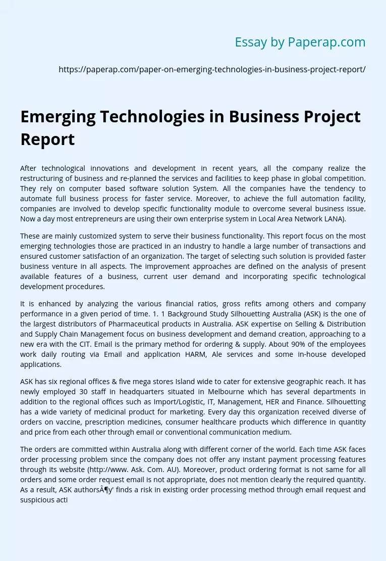 Emerging Technologies in Business Project Report
