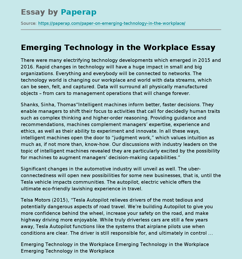 Emerging Technology in the Workplace