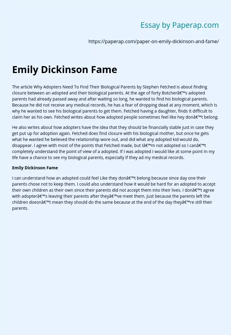 Emily Dickinson Fame