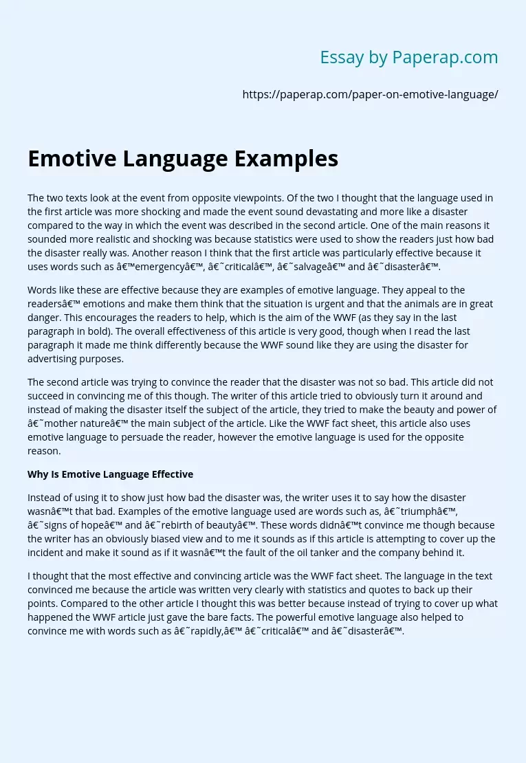 Emotive Language Examples