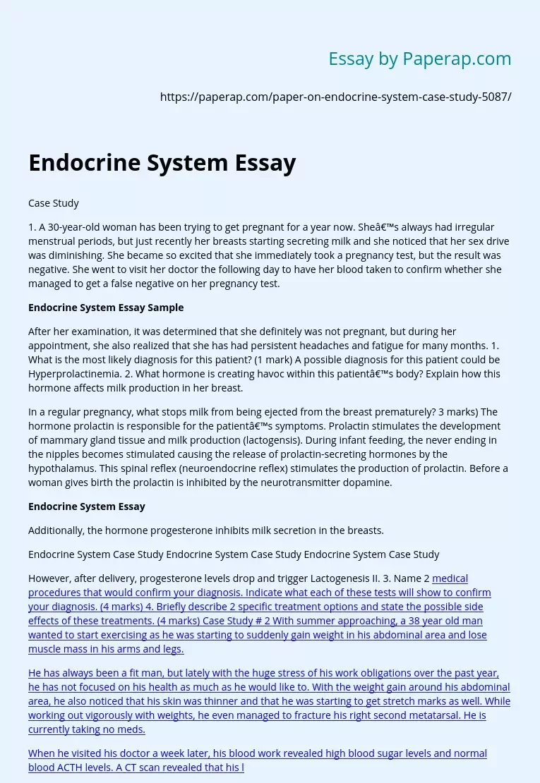 Endocrine System Essay