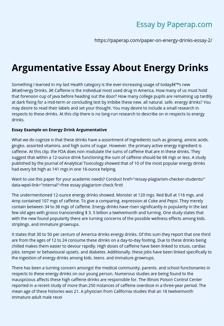 Argumentative Essay About Energy Drinks