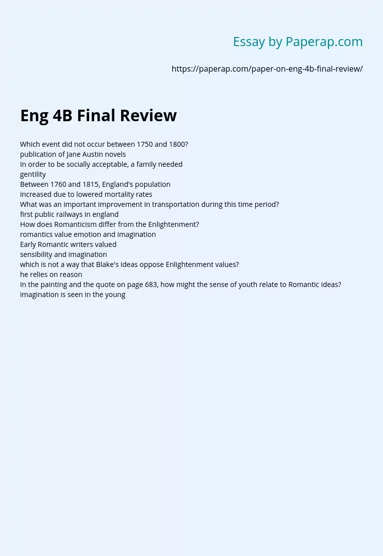 Eng 4B Final Review