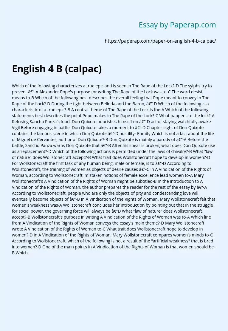 English 4 B (calpac)