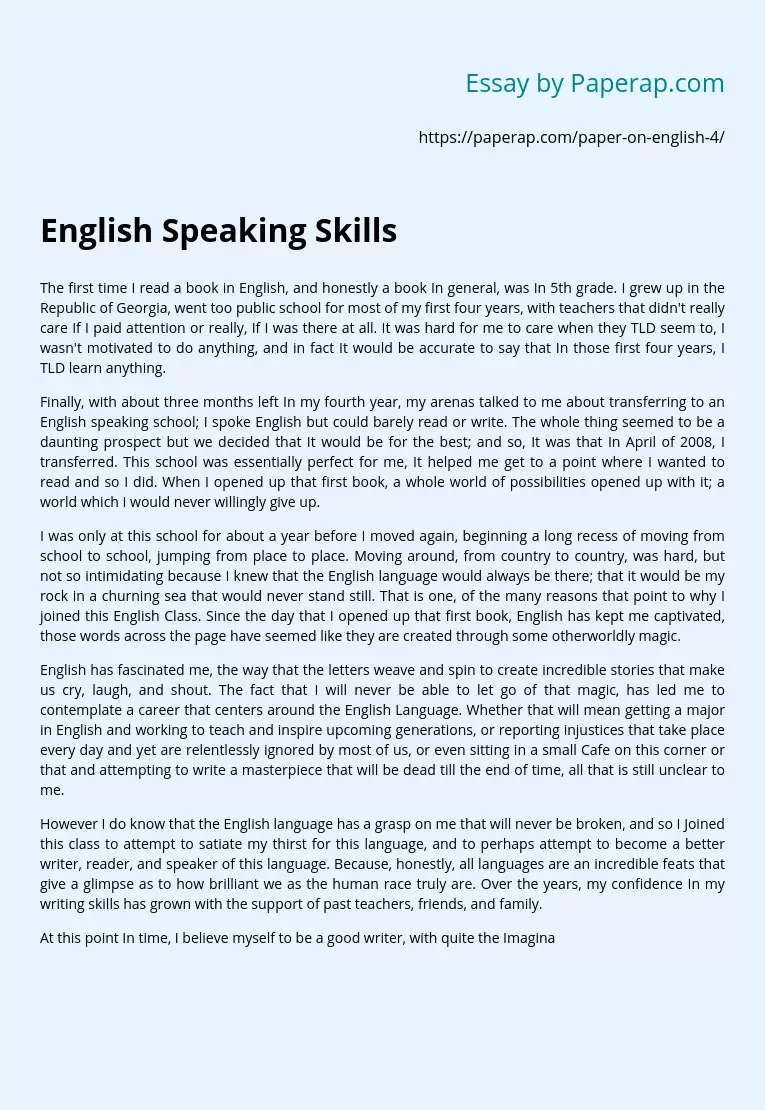essay on english speaking