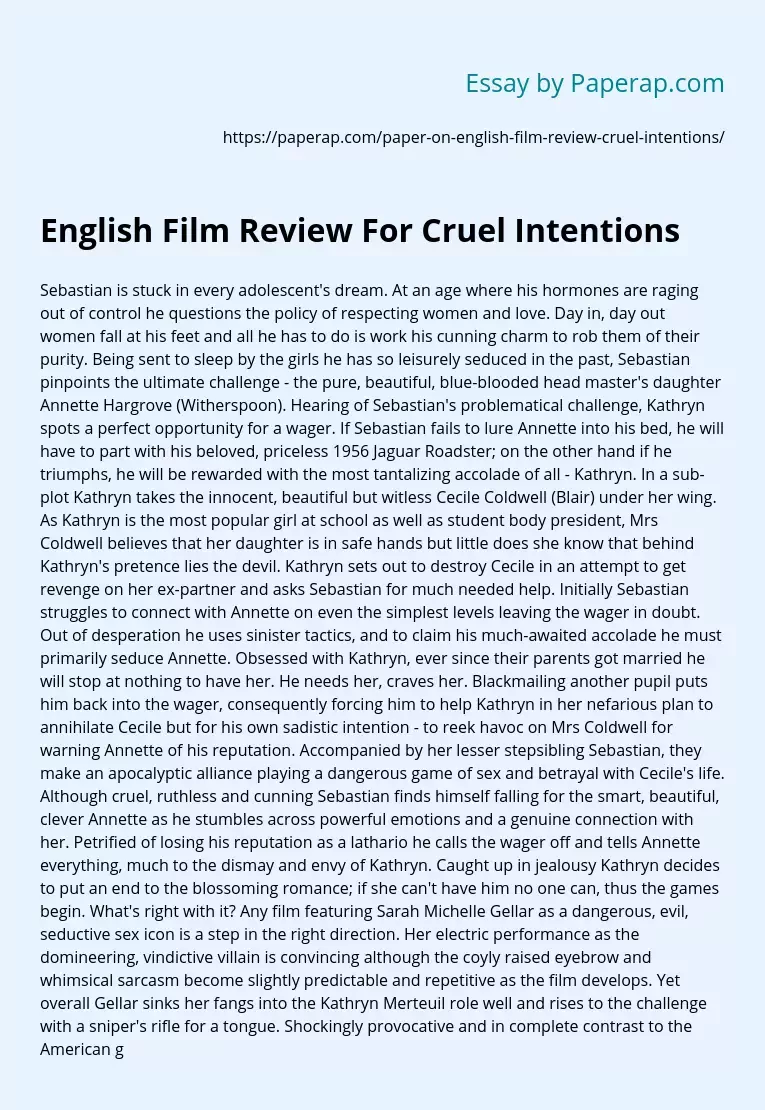 English Film Review For Cruel Intentions