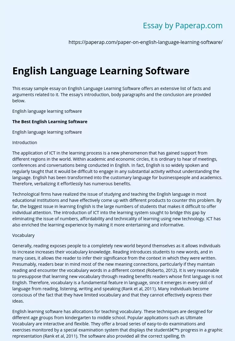 English Language Learning Software
