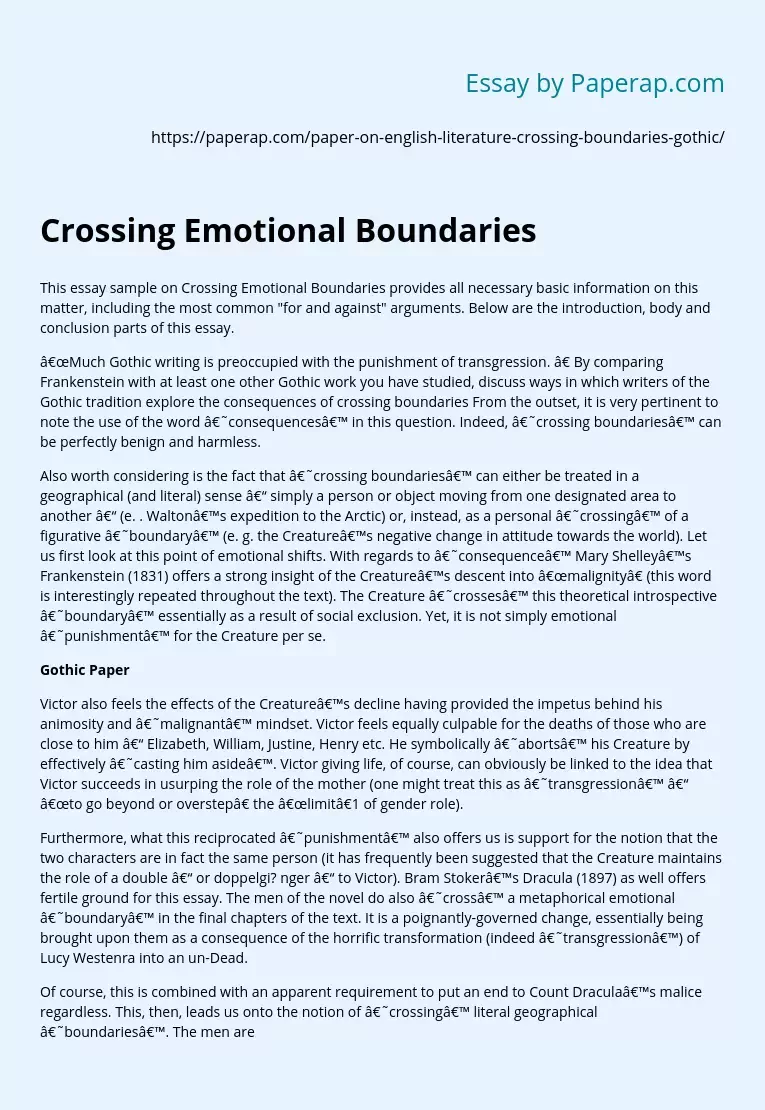 Crossing Emotional Boundaries