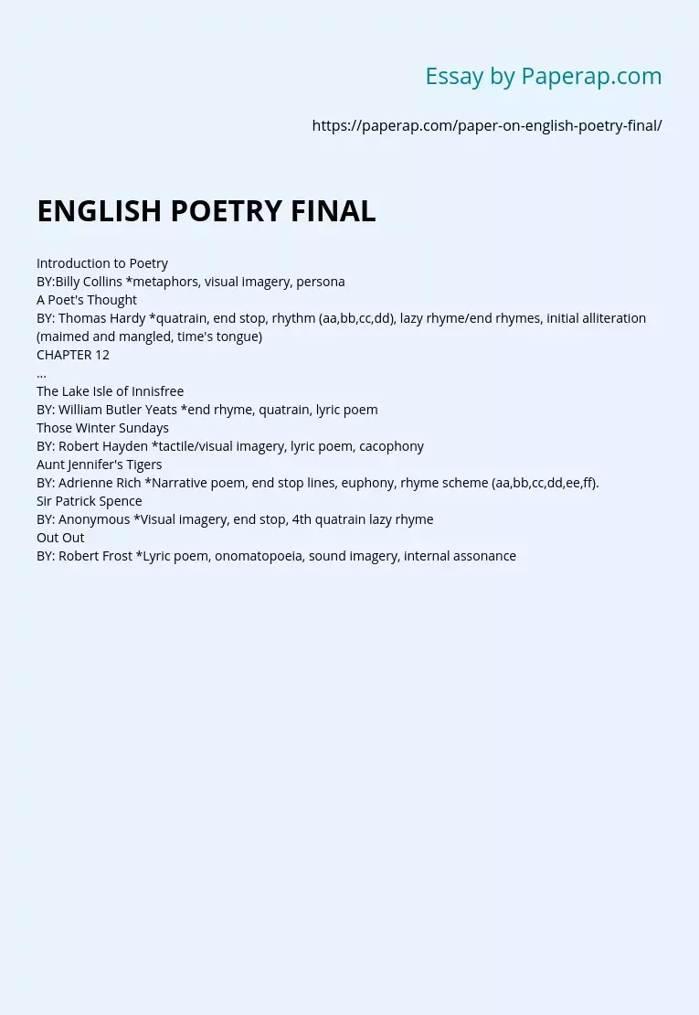 ENGLISH POETRY FINAL