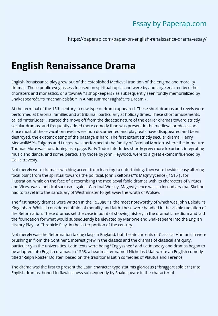 English Renaissance Drama