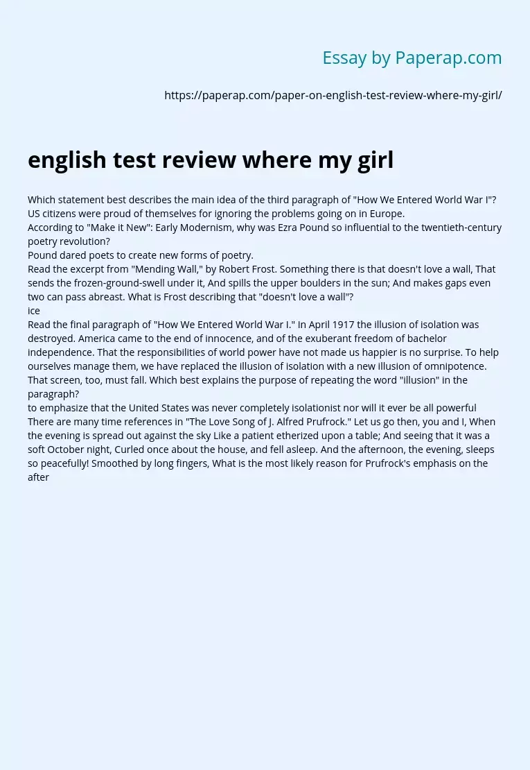 english test review where my girl