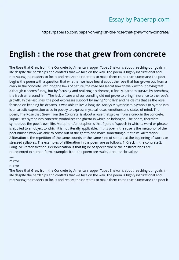 English : the rose that grew from concrete